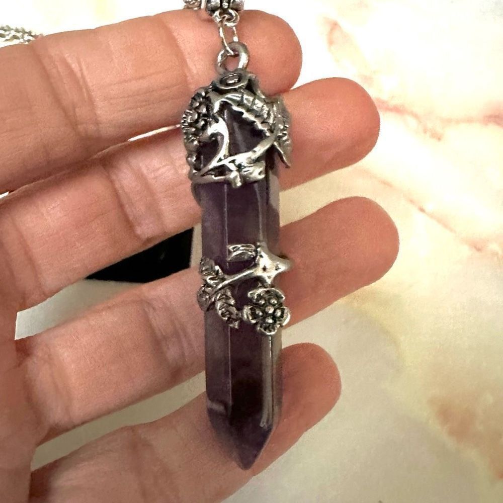 Amethyst crystal point necklace